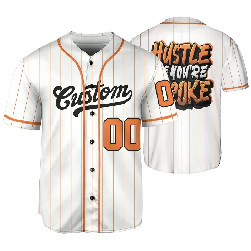 AM TW White Orange NastyJamz Jersey Match Hustle Like Broke One Size Text