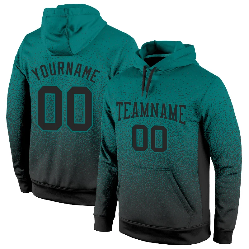 One Size Stitched Aqua Black Fade Fashion Sports Pullover Sweatshirt Hoodie