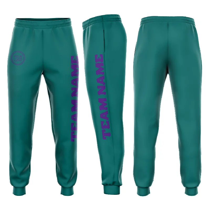 One Size Aqua Purple Fleece Jogger Sweatpants