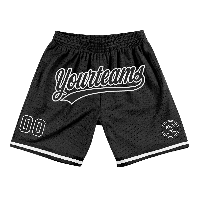 One Size Black White Authentic Throwback Basketball Shorts