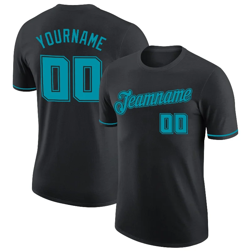 One Size Black Teal-Black Performance T-Shirt