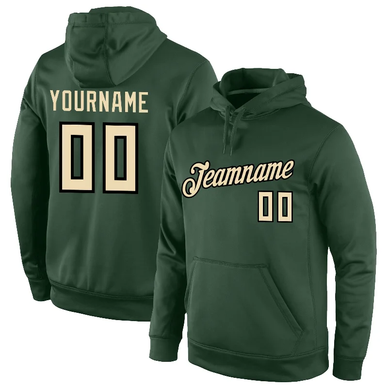 One Size Stitched Green Cream-Black Sports Pullover Sweatshirt Hoodie