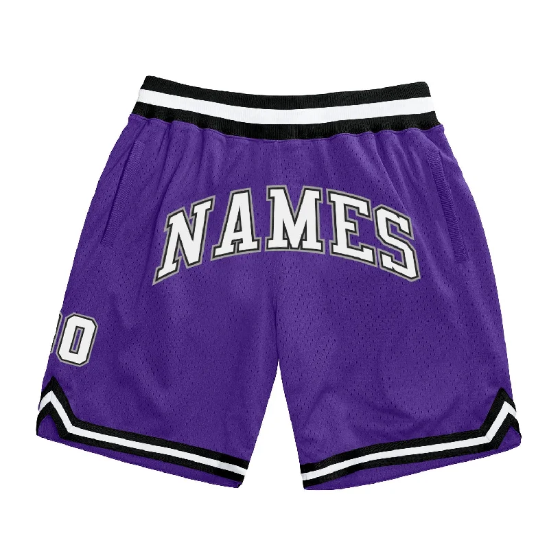 One Size Purple White-Black Authentic Throwback Basketball Shorts