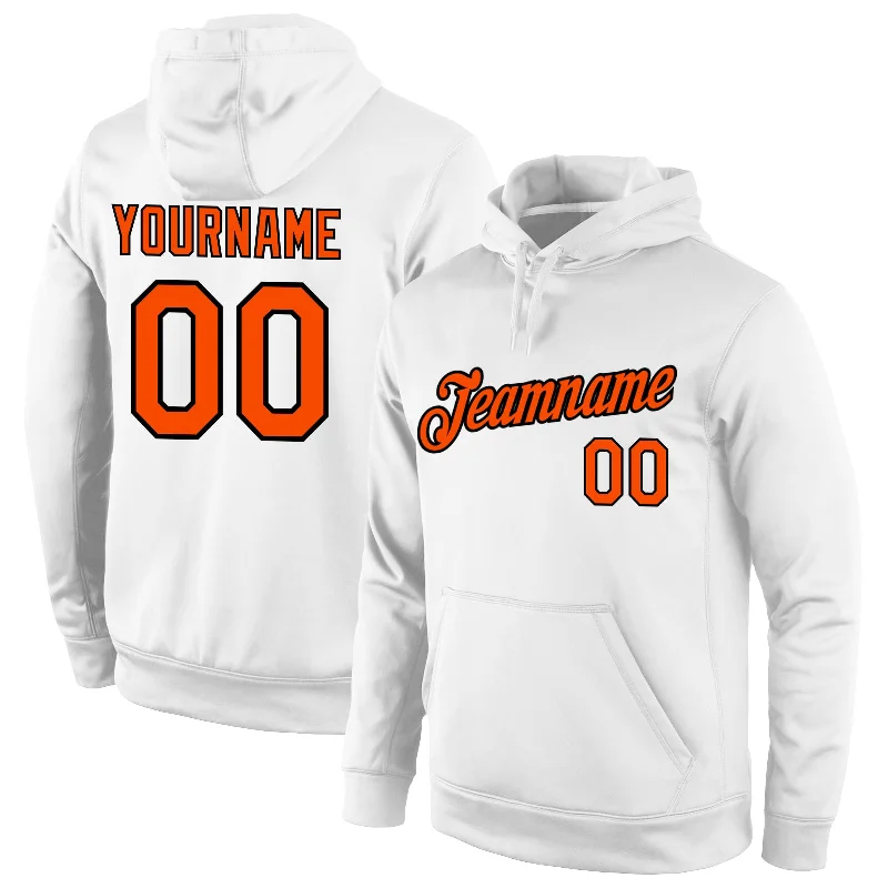 One Size Stitched White Orange-Black Sports Pullover Sweatshirt Hoodie