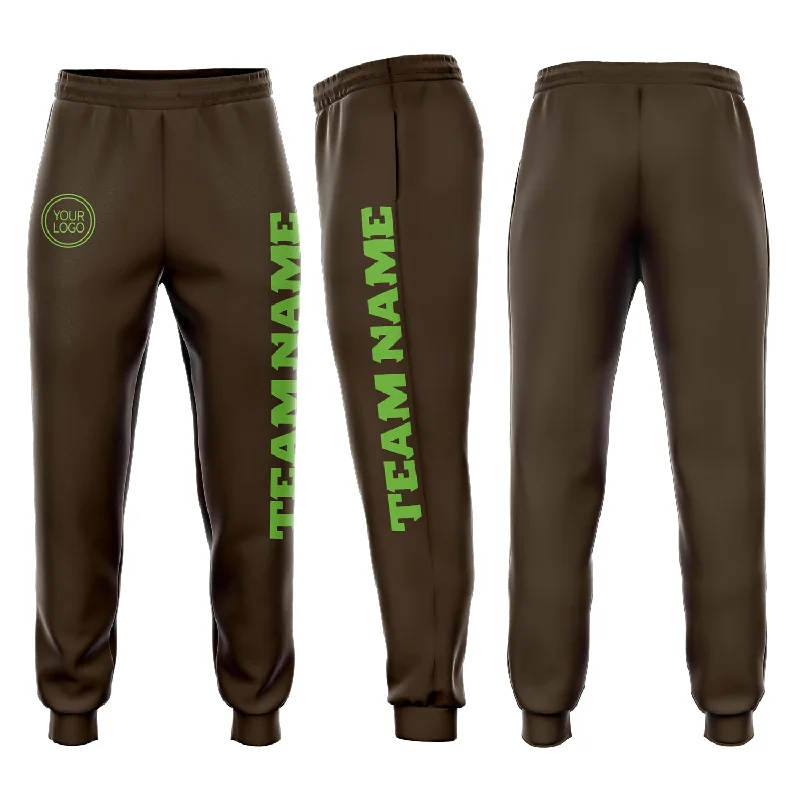 One Size Brown Neon Green Fleece Jogger Sweatpants