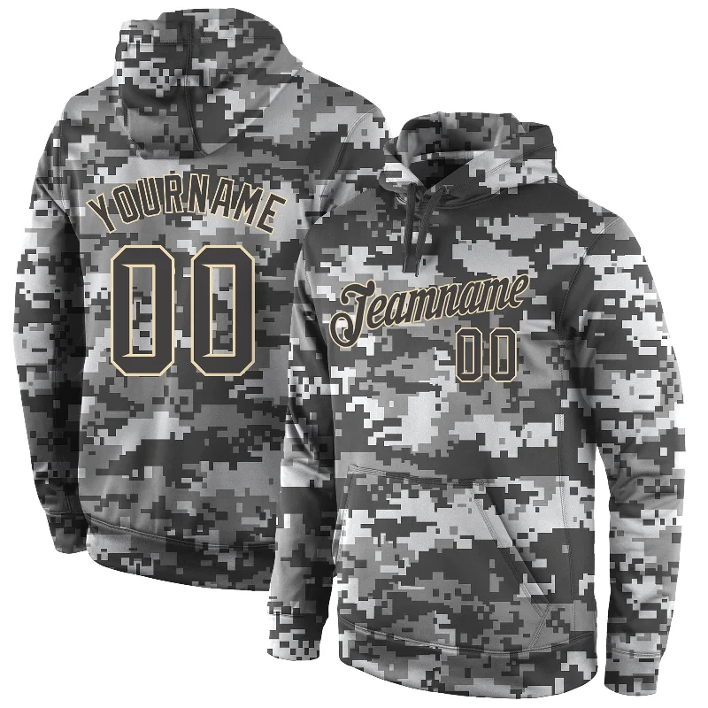 One Size Stitched Camo Steel Gray-Cream Sports Pullover Sweatshirt Salute To Service Hoodie