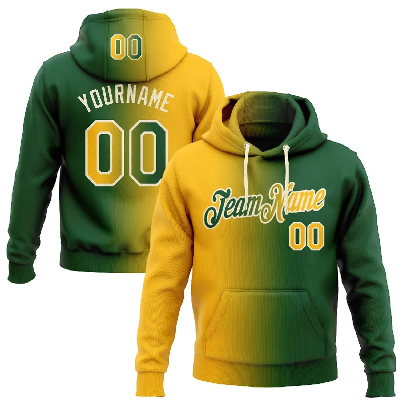 One Size Stitched Green Gold-Cream Gradient Fashion Sports Pullover Sweatshirt Hoodie