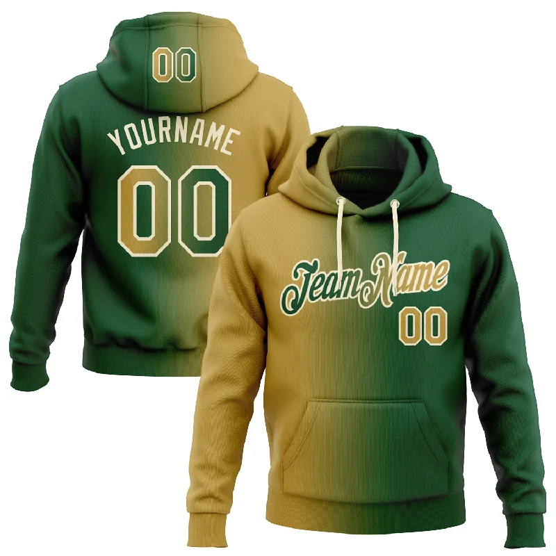 One Size Stitched Green Old Gold-Cream Gradient Fashion Sports Pullover Sweatshirt Hoodie