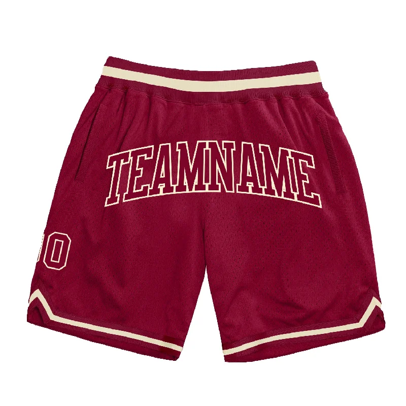 One Size Maroon Maroon-Cream Authentic Throwback Basketball Shorts