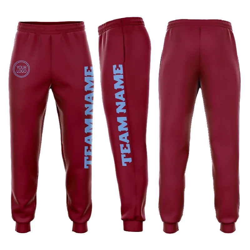 One Size Crimson Light Blue Fleece Jogger Sweatpants