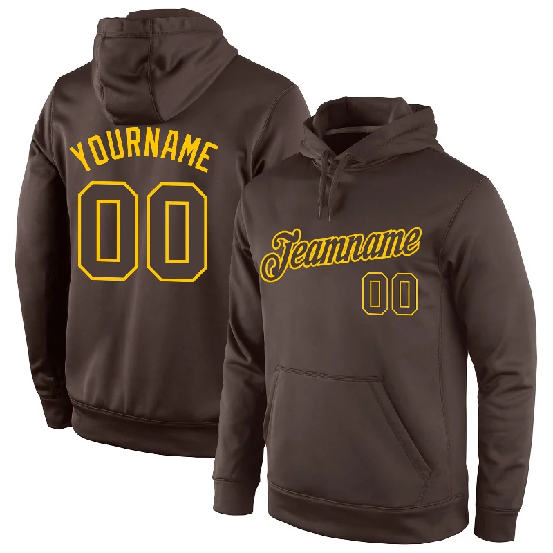 One Size Stitched Brown Brown-Gold Sports Pullover Sweatshirt Hoodie