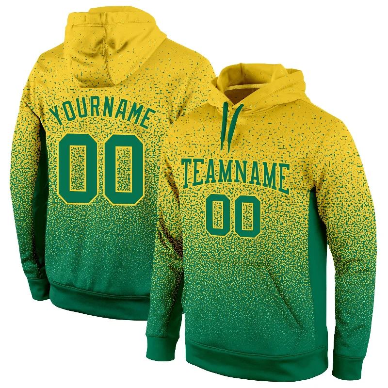 One Size Stitched Gold Kelly Green Fade Fashion Sports Pullover Sweatshirt Hoodie