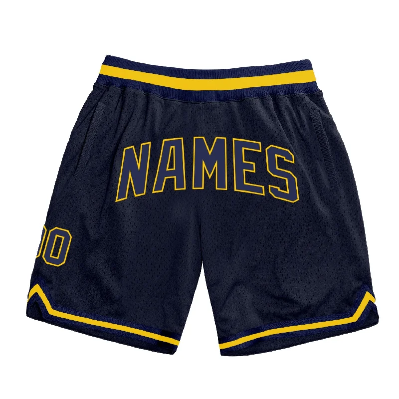 One Size Navy Navy-Gold Authentic Throwback Basketball Shorts