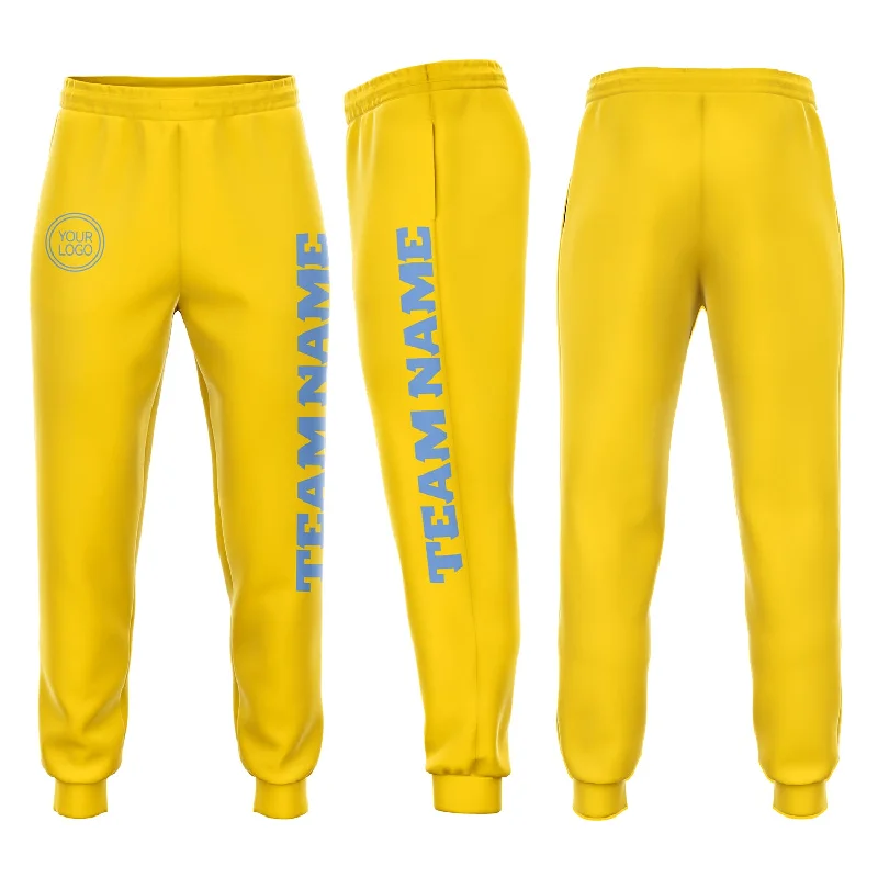 One Size Gold Light Blue Fleece Jogger Sweatpants