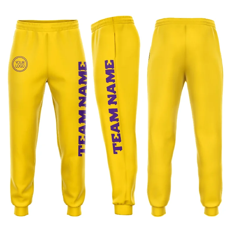 One Size Gold Purple Fleece Jogger Sweatpants