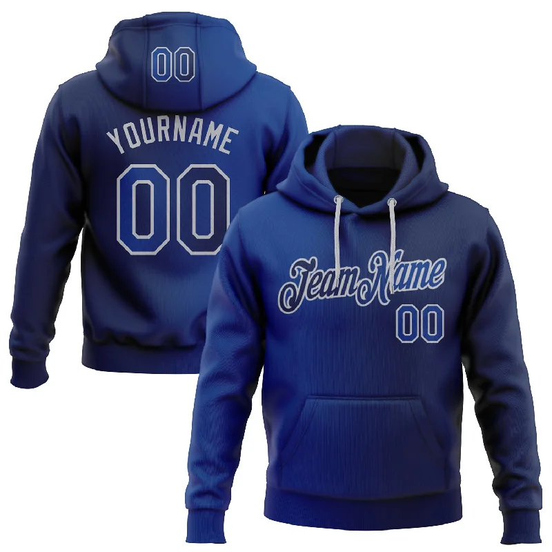 One Size Stitched Navy Royal-Gray Gradient Fashion Sports Pullover Sweatshirt Hoodie