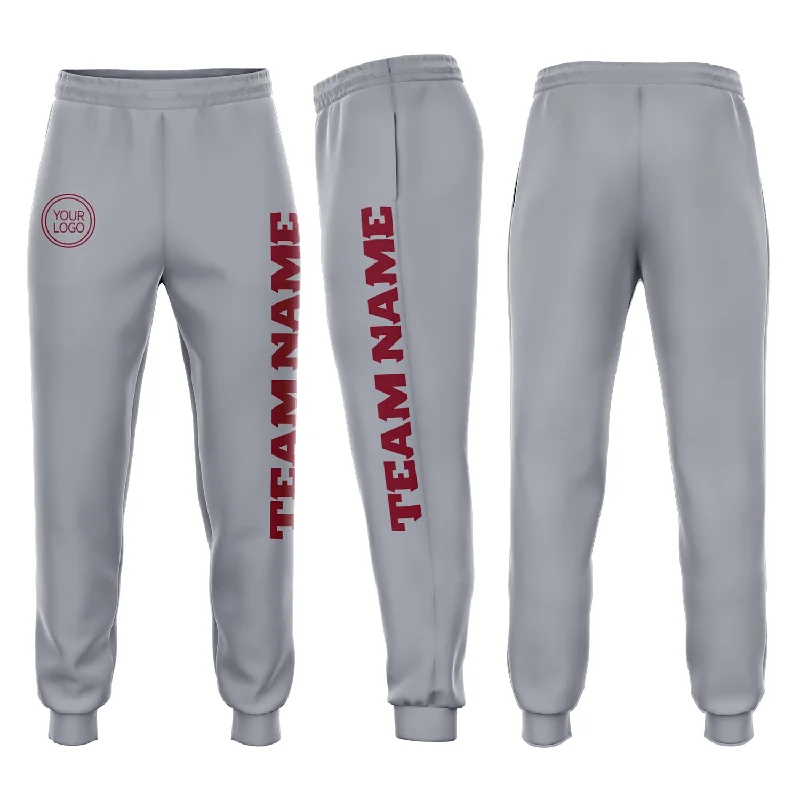 One Size Gray Crimson Fleece Jogger Sweatpants