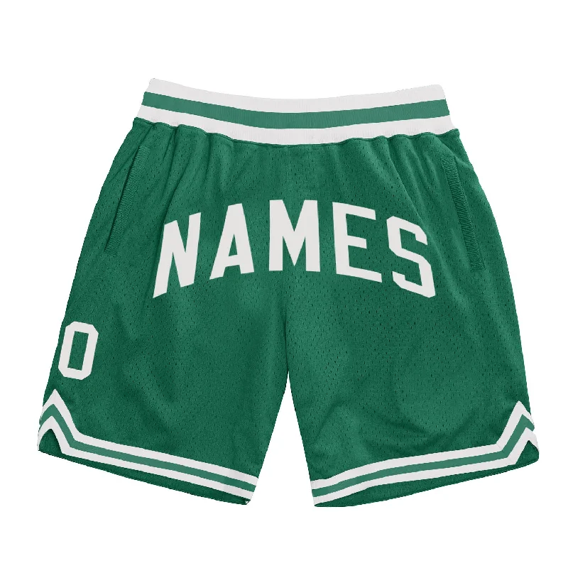 One Size Kelly Green White Authentic Throwback Basketball Shorts