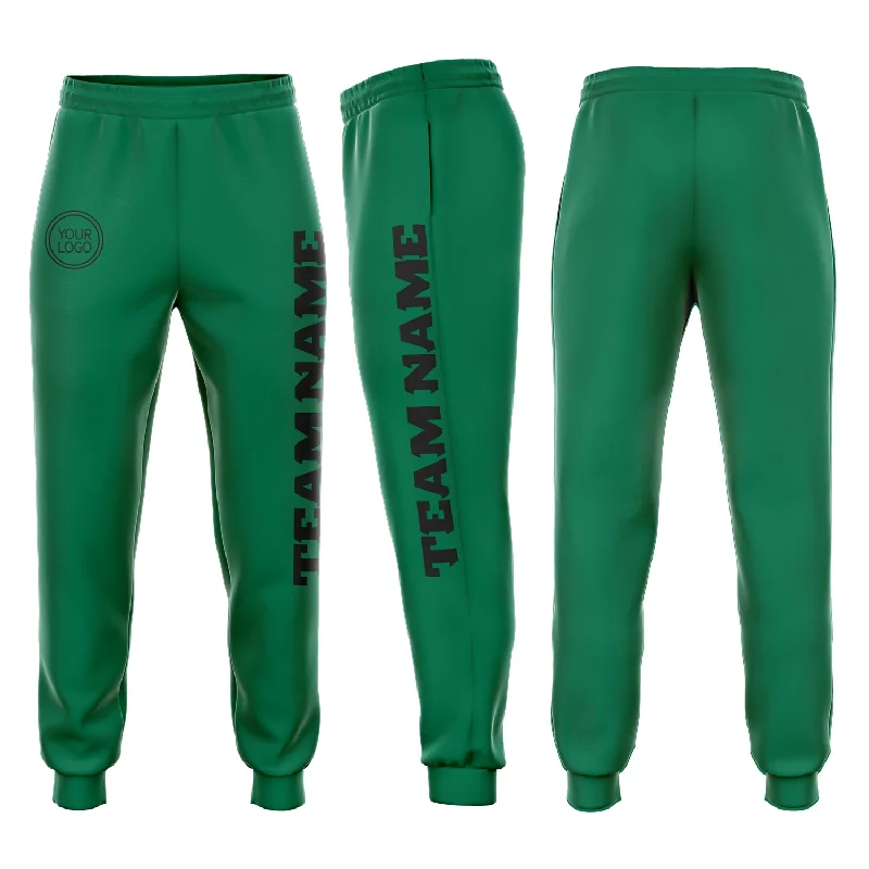 One Size Kelly Green Black Fleece Jogger Sweatpants