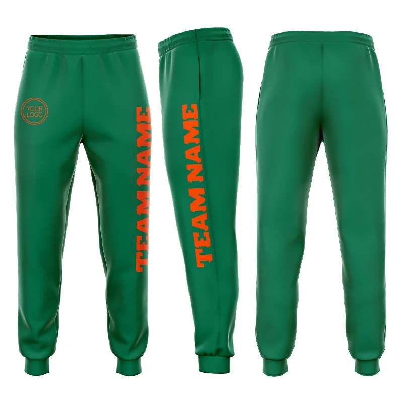 One Size Kelly Green Orange Fleece Jogger Sweatpants