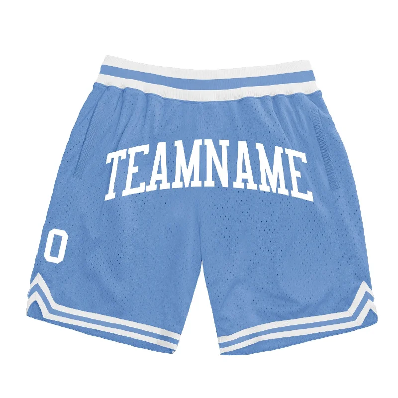 One Size Light Blue White Authentic Throwback Basketball Shorts