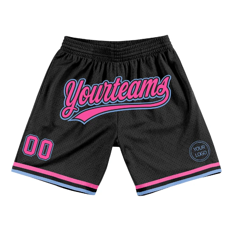 One Size Black Pink-Light Blue Authentic Throwback Basketball Shorts