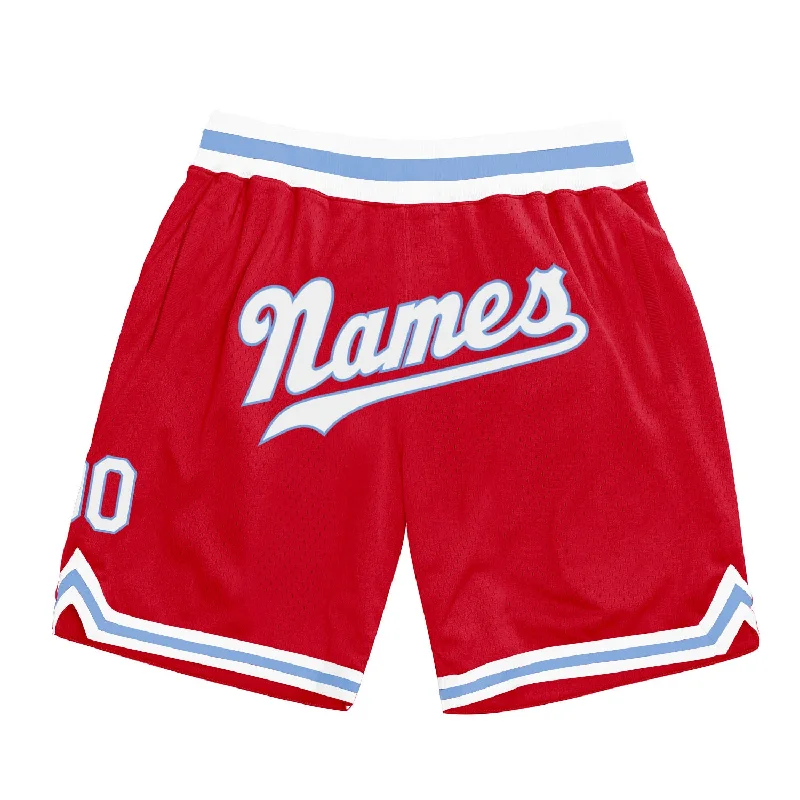 One Size Red White-Light Blue Authentic Throwback Basketball Shorts