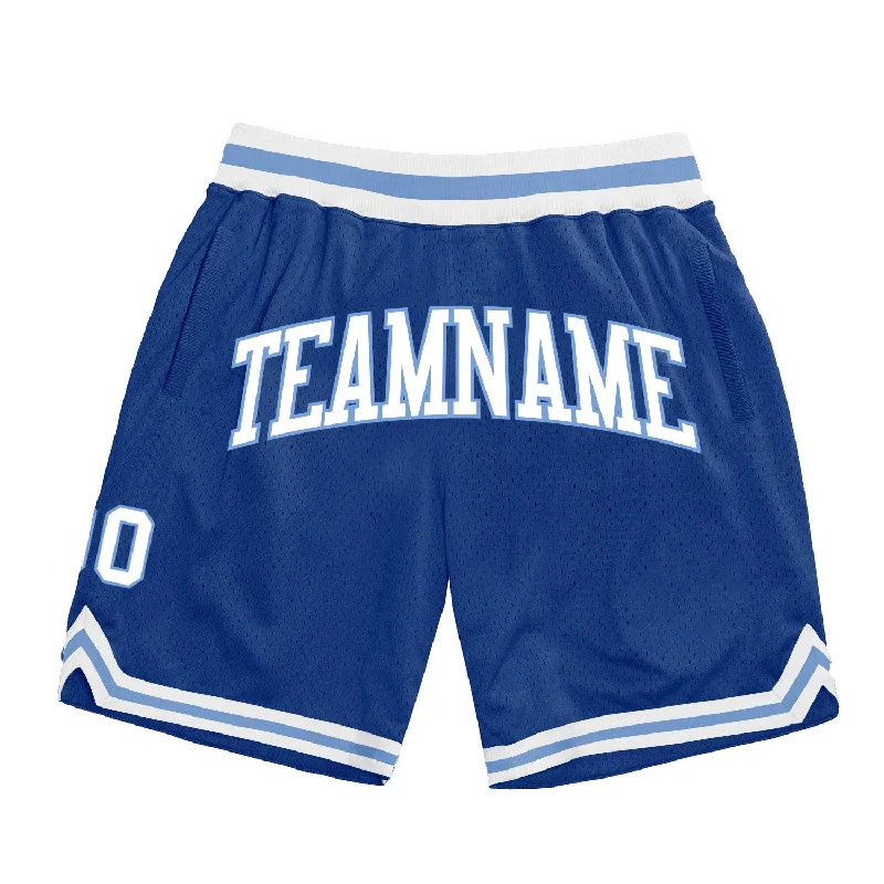 One Size Royal White-Light Blue Authentic Throwback Basketball Shorts