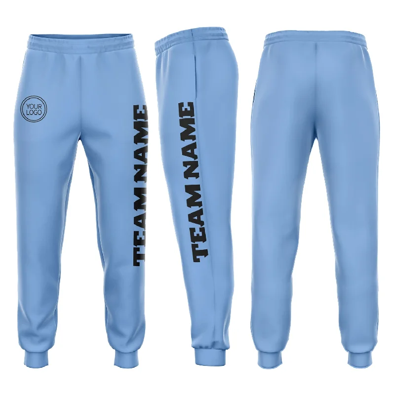 One Size Light Blue Black Fleece Jogger Sweatpants