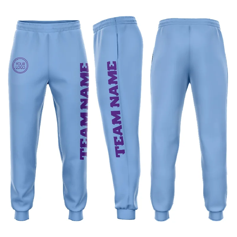 One Size Light Blue Purple Fleece Jogger Sweatpants