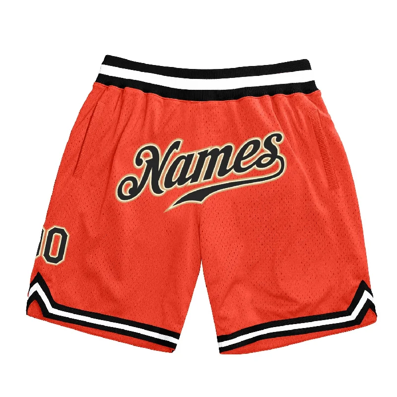 One Size Orange Black-Old Gold Authentic Throwback Basketball Shorts