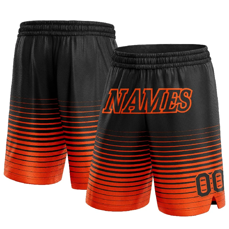 One Size Black Orange Pinstripe Fade Fashion Authentic Basketball Shorts