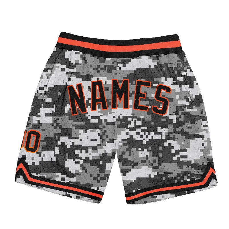 One Size Camo Black-Orange Authentic Salute To Service Basketball Shorts