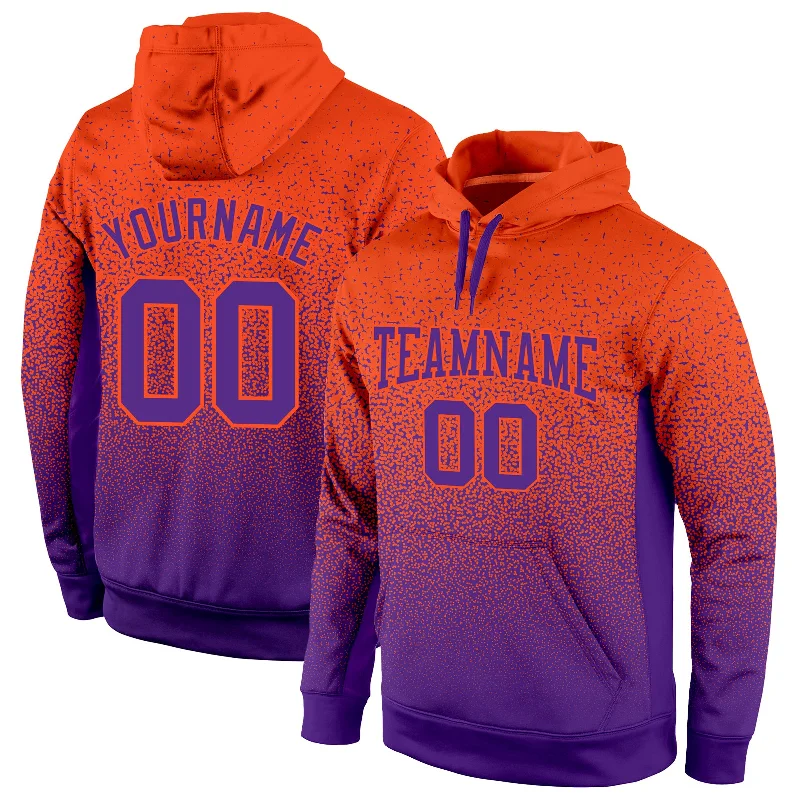 One Size Stitched Orange Purple Fade Fashion Sports Pullover Sweatshirt Hoodie