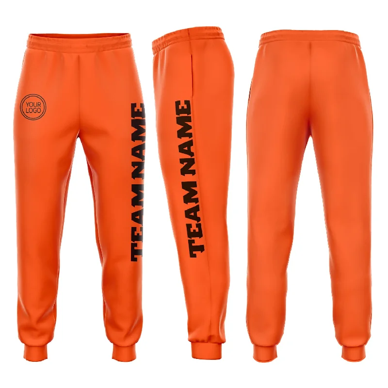 One Size Orange Brown Fleece Jogger Sweatpants