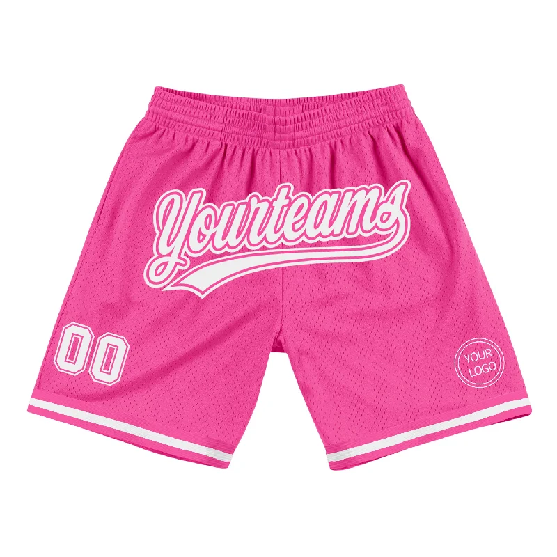 One Size Pink White Authentic Throwback Basketball Shorts