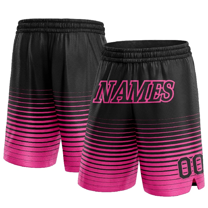 One Size Black Pink Pinstripe Fade Fashion Authentic Basketball Shorts