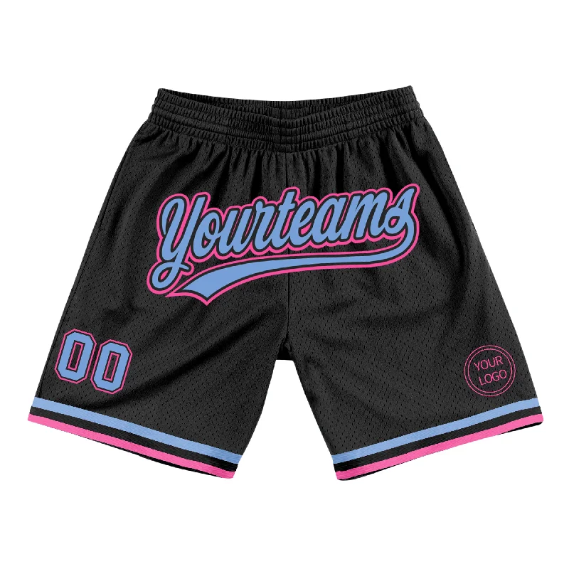 One Size Black Light Blue-Pink Authentic Throwback Basketball Shorts