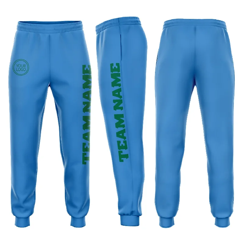 One Size Powder Blue Kelly Green Fleece Jogger Sweatpants