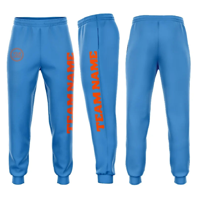 One Size Powder Blue Orange Fleece Jogger Sweatpants