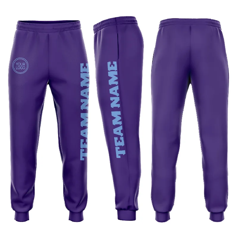 One Size Purple Light Blue Fleece Jogger Sweatpants