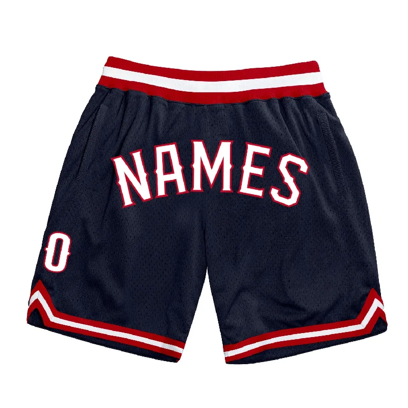 One Size Navy White-Red Authentic Throwback Basketball Shorts