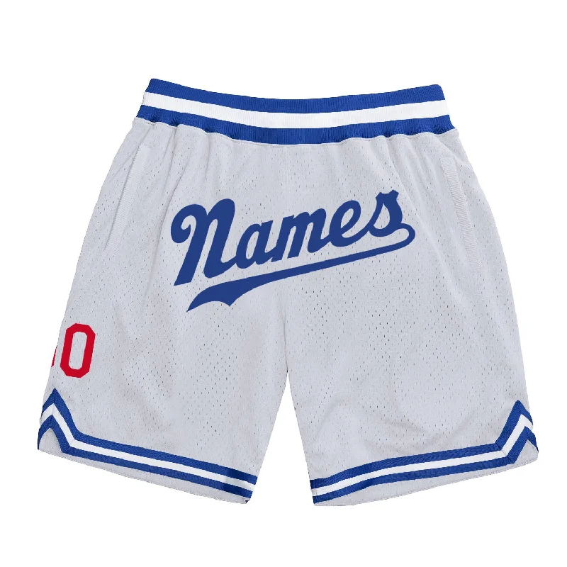 One Size White Royal-Red Authentic Throwback Basketball Shorts