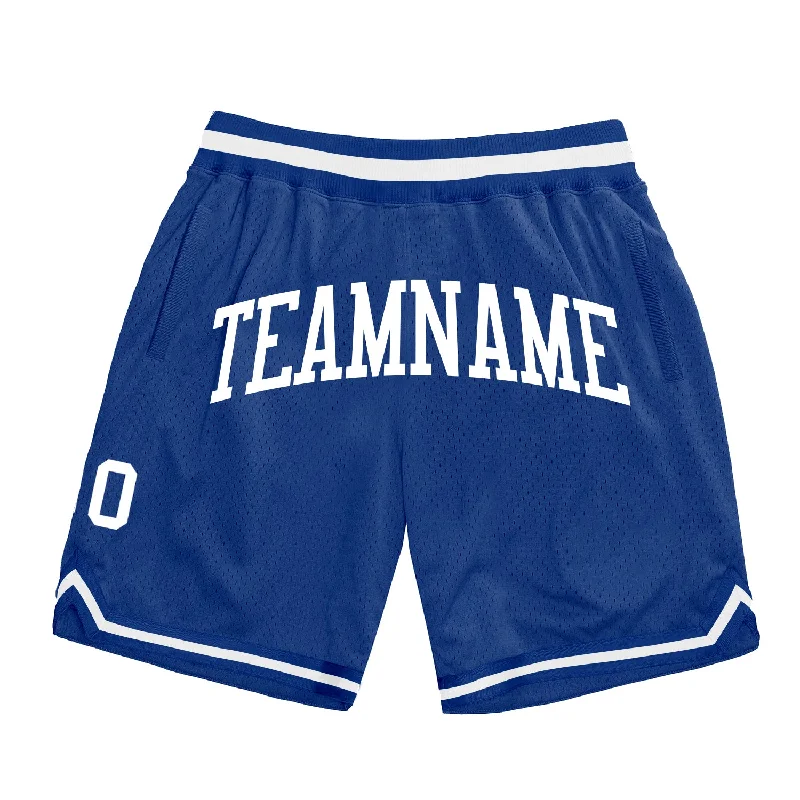 One Size Royal White Authentic Throwback Basketball Shorts