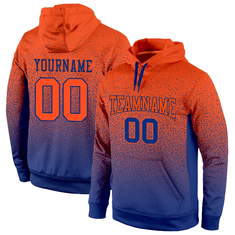 One Size Stitched Royal Orange Fade Fashion Sports Pullover Sweatshirt Hoodie