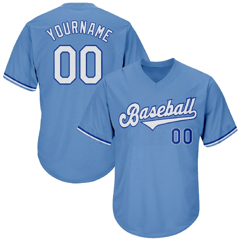 One Size Light Blue White-Royal Authentic Throwback Rib-Knit Baseball Jersey Shirt