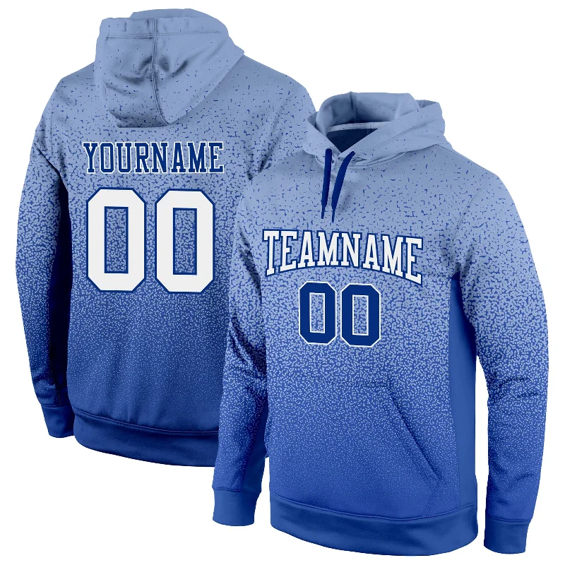 One Size Stitched Light Blue White-Royal Fade Fashion Sports Pullover Sweatshirt Hoodie