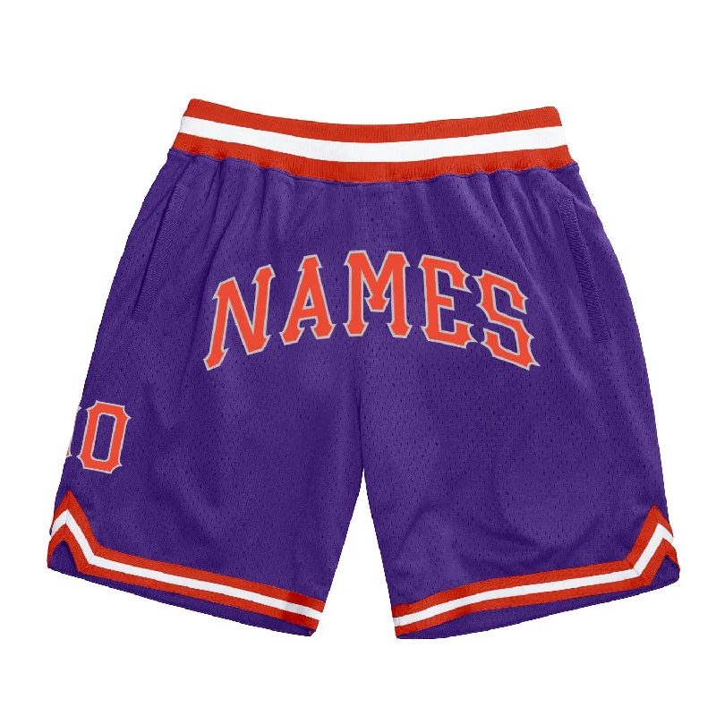 One Size Purple Orange-Gray Authentic Throwback Basketball Shorts