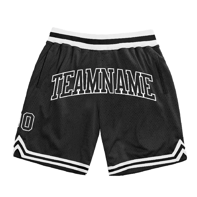 One Size Black Black-White Authentic Throwback Basketball Shorts