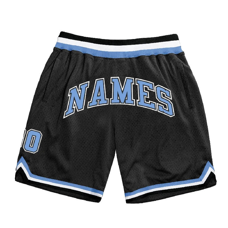 One Size Black Light Blue-White Authentic Throwback Basketball Shorts